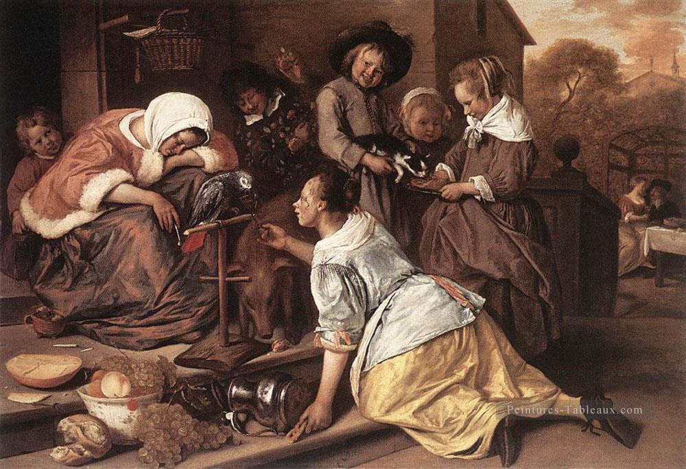 Les effets de l’intempérance Dutch genre peintre Jan Steen Peintures à l'huile